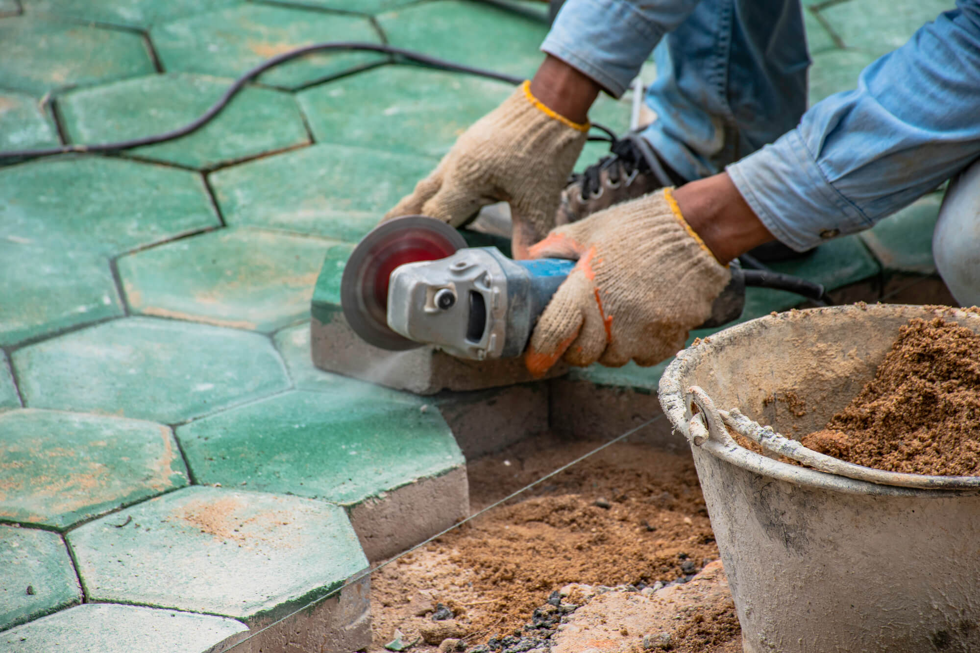 Cutting stone patio